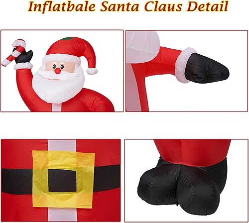 Miniatura 5 de ACH Decoraciones inflables de Navidad de 8 pies de Papá Noel para vacaciones al aire libre e interior luz LED gigante y alta de Papá Noel para