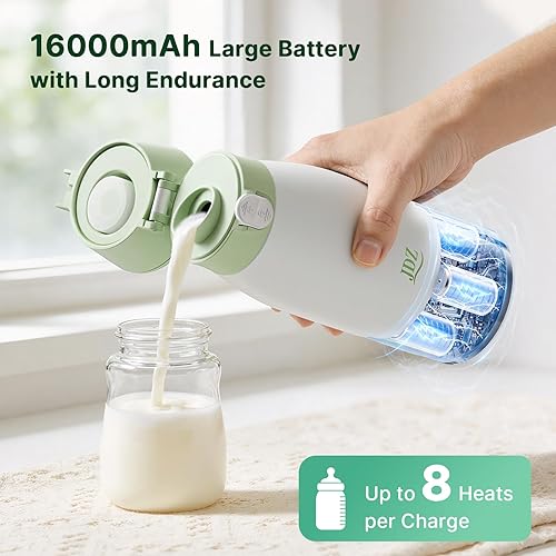 Miniatura 2 de JDZ Calentador de biberones portátil, calentador de biberones con batería de 16000 mAh para viajes, función de temporizador y control de