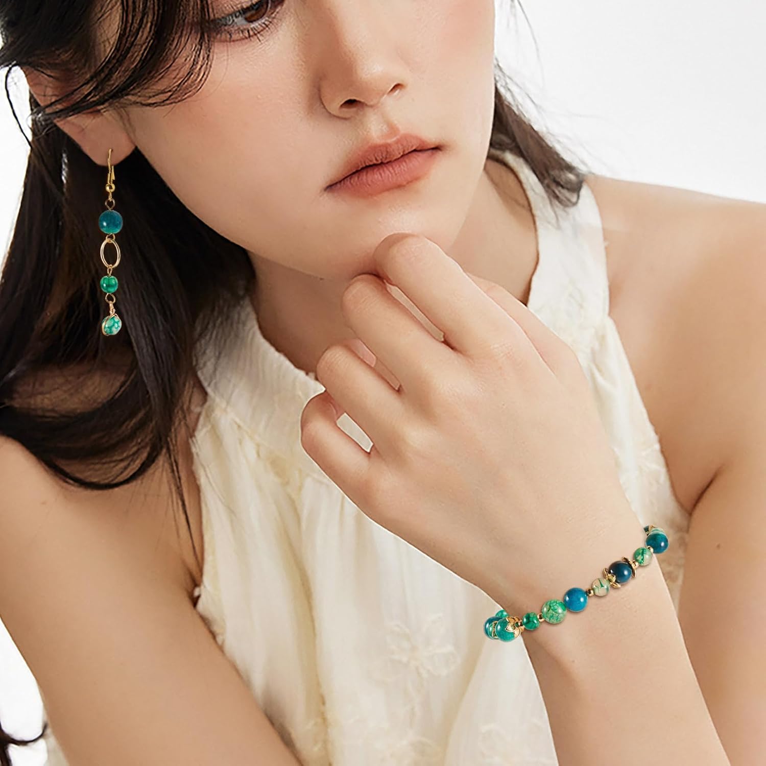 Craftdady 2 Strands Natural Dragon Veins Agate Beads About 110 pcs 6 mm 8 mm Green Round Stone Beads Smooth Loose Gemstone Beads for Bracelets Earrings Necklaces Jewelry Making - Image 5