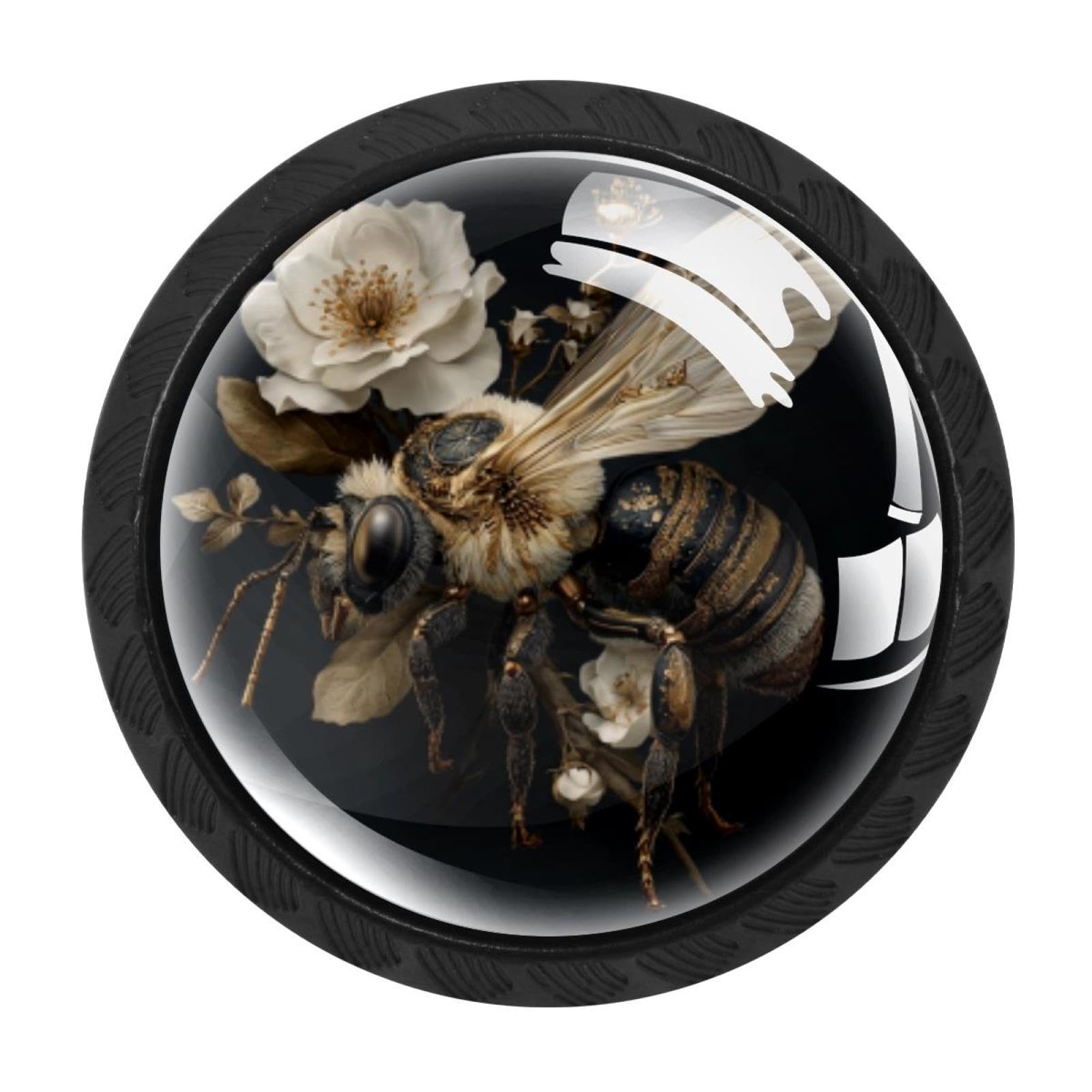 CHENZZZZ 4 Pieces Kitchen Cabinet Knobs Aesthetic Art Bee (2) Drawer Knobs Dresser Knobs Drawer Pulls Door Knobs Dresser Drawer Handles Knobs for Dresser Drawers