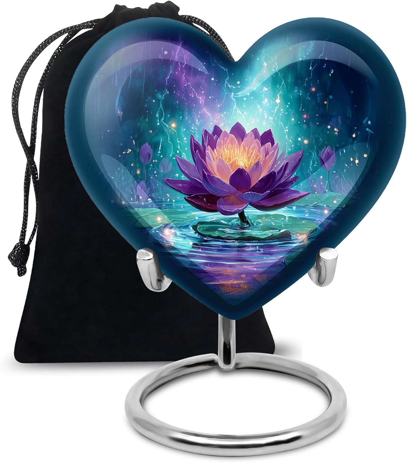 Purple Lotus Cremation Urn for Human Ashes - Blue Urns for Human Ashes Adult Man and Women 8 Inch - Cremation Urns for Husband and Wife - Large Urn for Girl & Boy