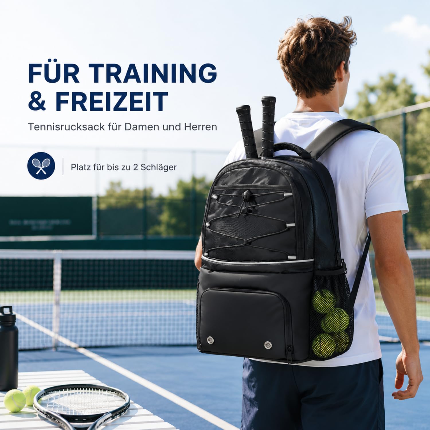 AUMTISC Plecak tenisowy z kieszenią na buty, torba tenisowa dla kobiet i mężczyzn, torba na pikle, plecaki do badmintona, squash, duża pojemność, wielofunkcyjna torba sportowa