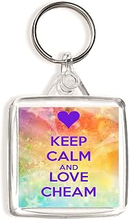 Keep Calm and Love Cheam - Square Keyring