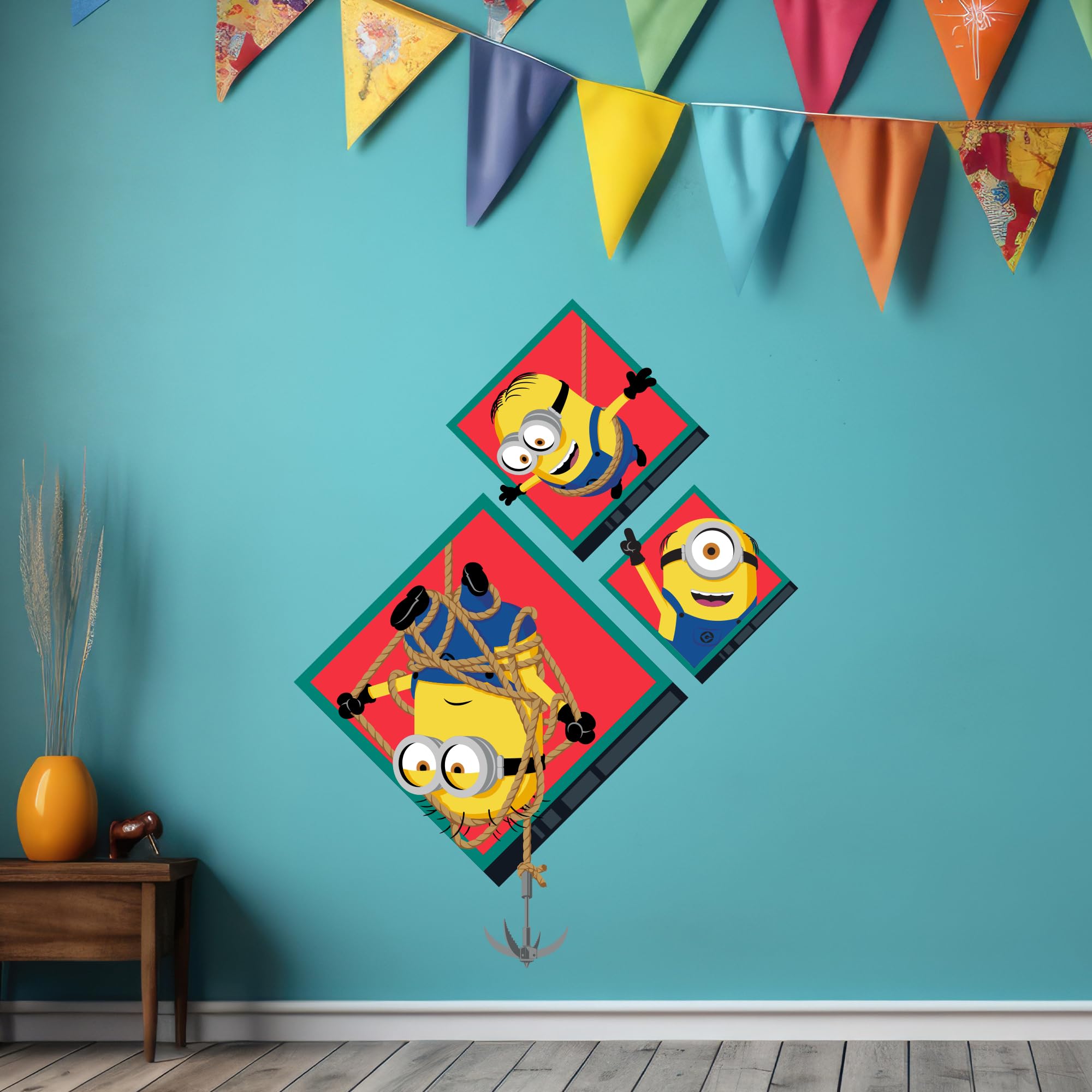 Themed Yellow Despicable Me 4-3 Minions In Squares Wall Sticker (60Cm Height X 45Cm Width)
