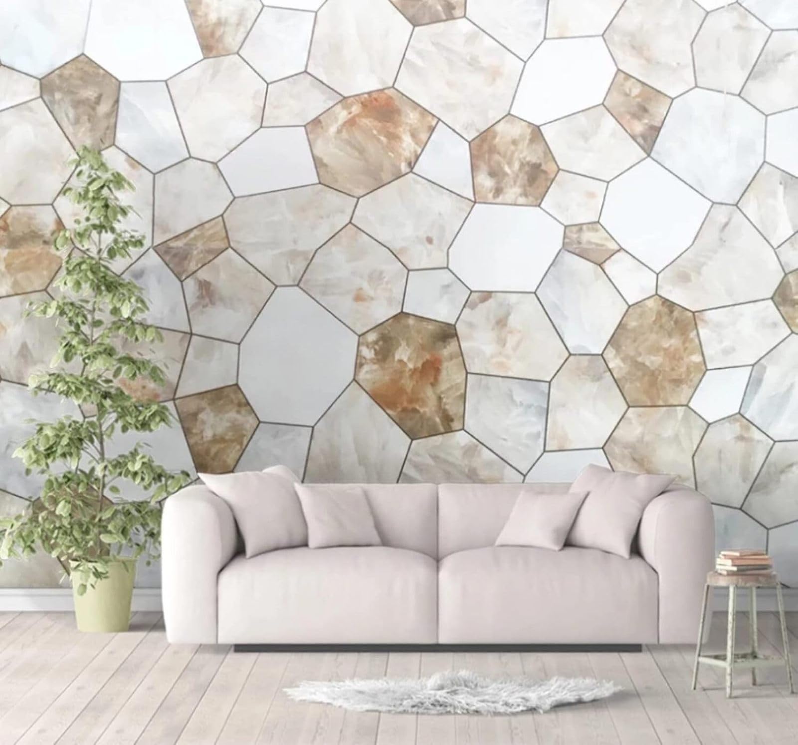 XLMING Minimalist Geometric Stone Texture Brick Wall Unique 3D Wallpaper Luxury Home Dining Decor Paste Sofa Living Room The Wall for Bedroom Mural-250cm×170cm