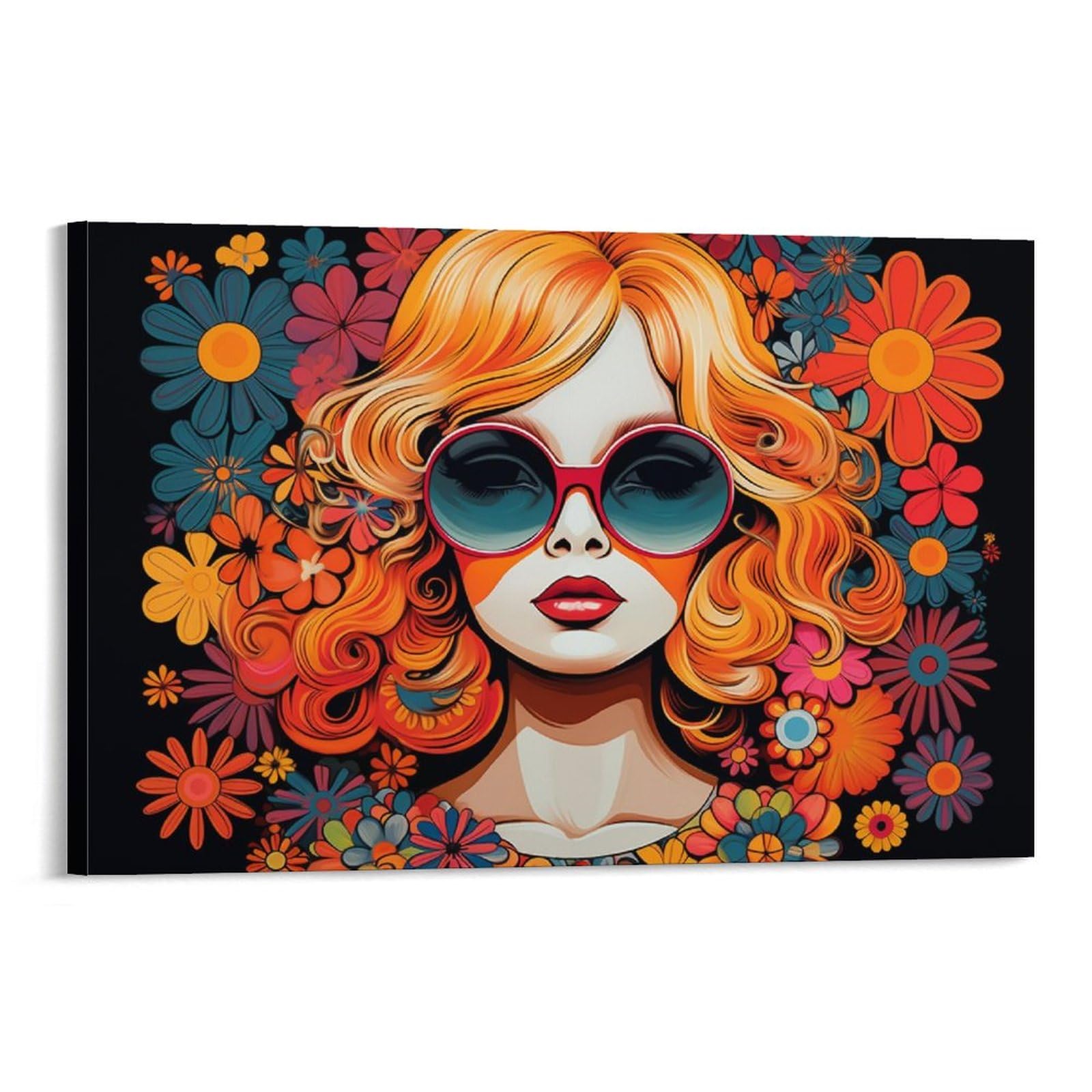 Foccar Women's Frame-Gorgeous Canvas Wall Art Gorgeous Wall Decorations For Living Room Colorful Floral Retro Bohemian Style Hang Pictures Wall Artwork