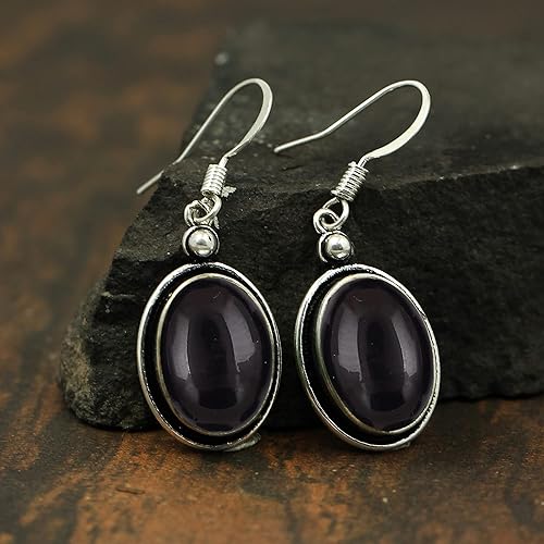 Miniatura 6 de Aretes de piedras preciosas naturales de forma ovalada de 10.56 quilates para mujer, aretes colgantes bohemios hechos a mano, joyería para el día de