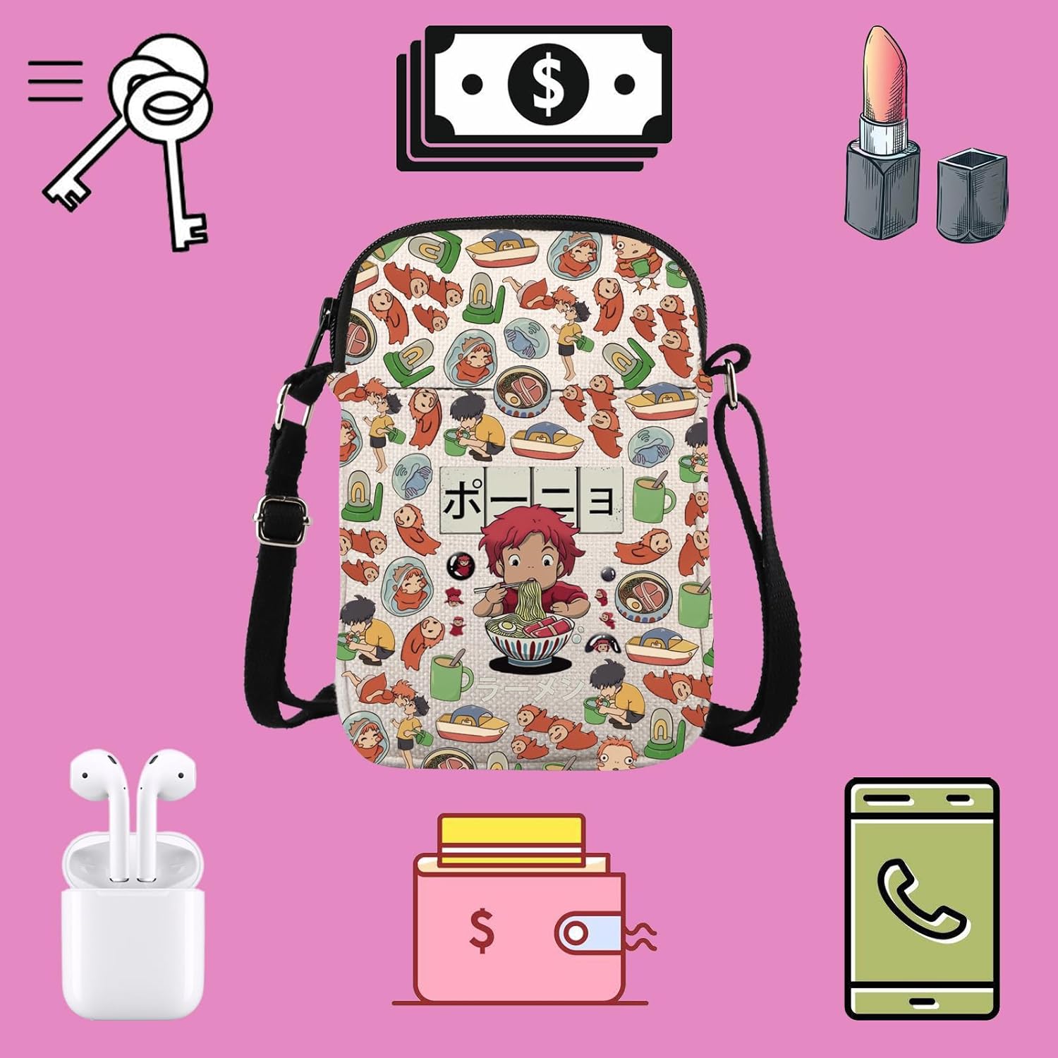 TSOTMO Animated Movies Inspired Gift Anime Movie Fans Crossbody Bag Gift for Japanese Anime Fans Girlfriend Sister - Image 5