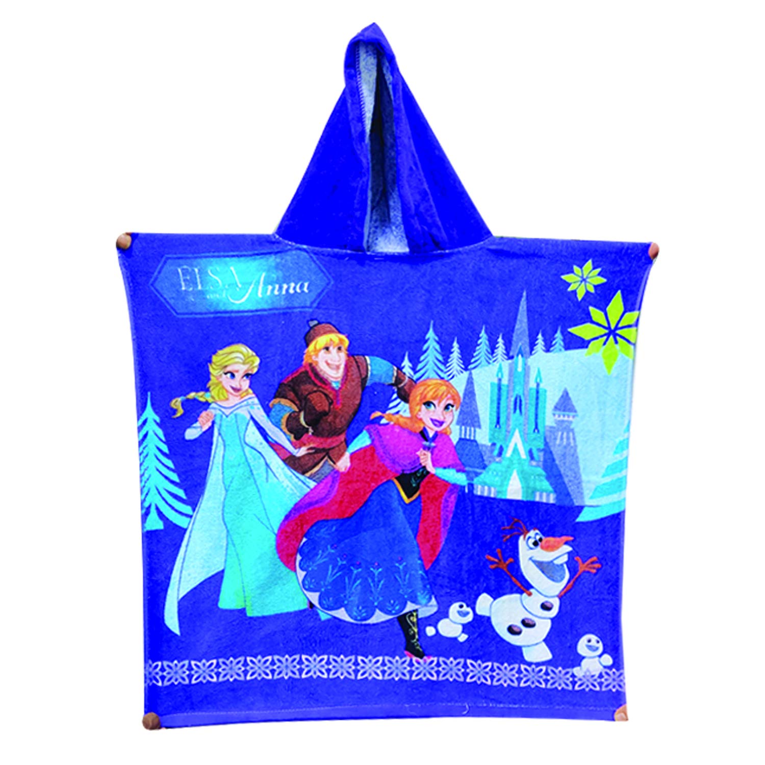 Sassoon 100% Cotton 400 GSM Disney Frozen Printed Poncho Bath Towel for Toddlers (Age Group 2 to 8 Years Old), Size - 60 cm X 120 cm, Frozen Princess (Official - Licensed)