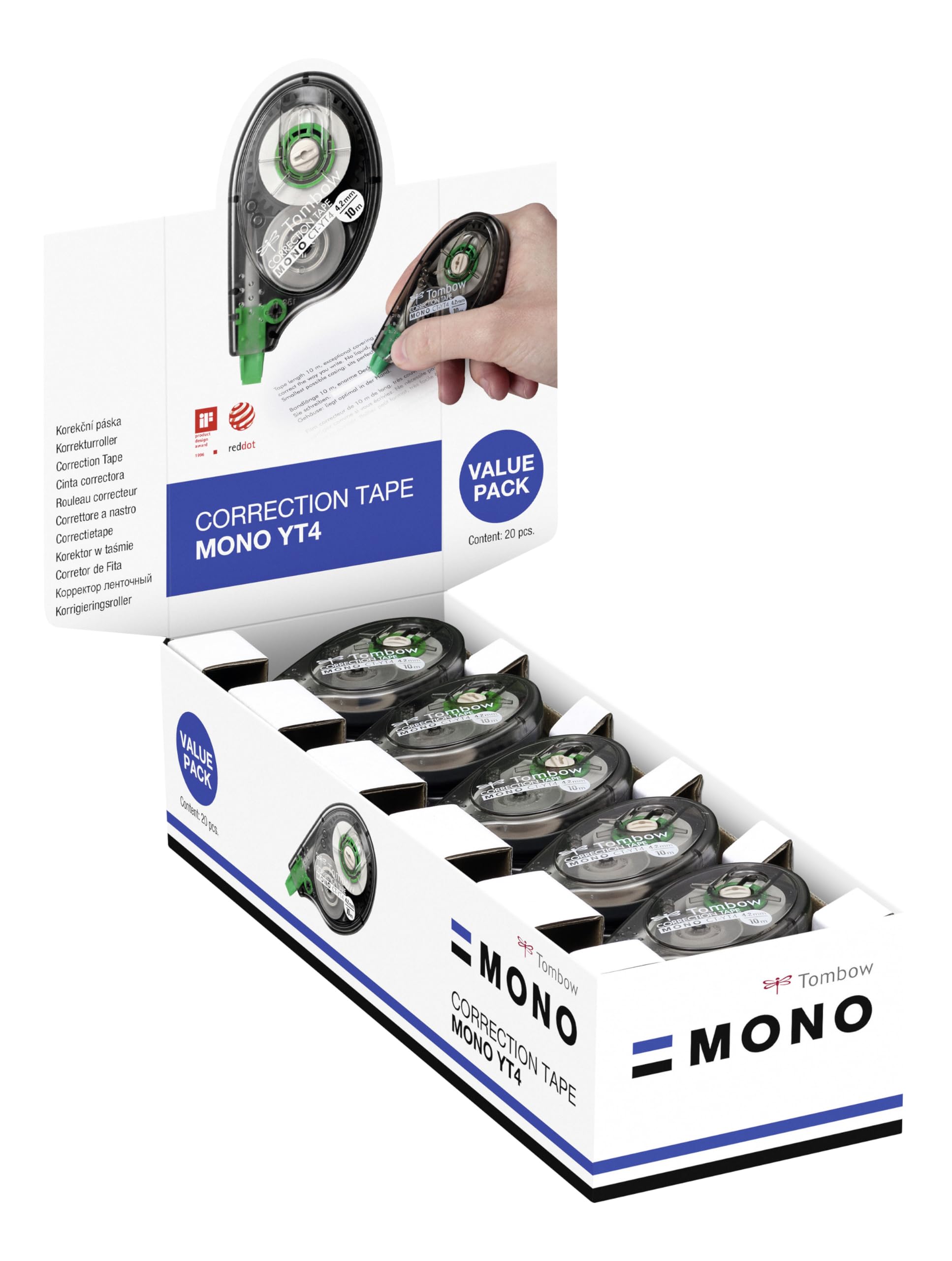 Tombow CT-YT4-20 Présentoir de 20 Correcteurs latéraux Mono CTYT4 4,2 mm x 10 M, vrac