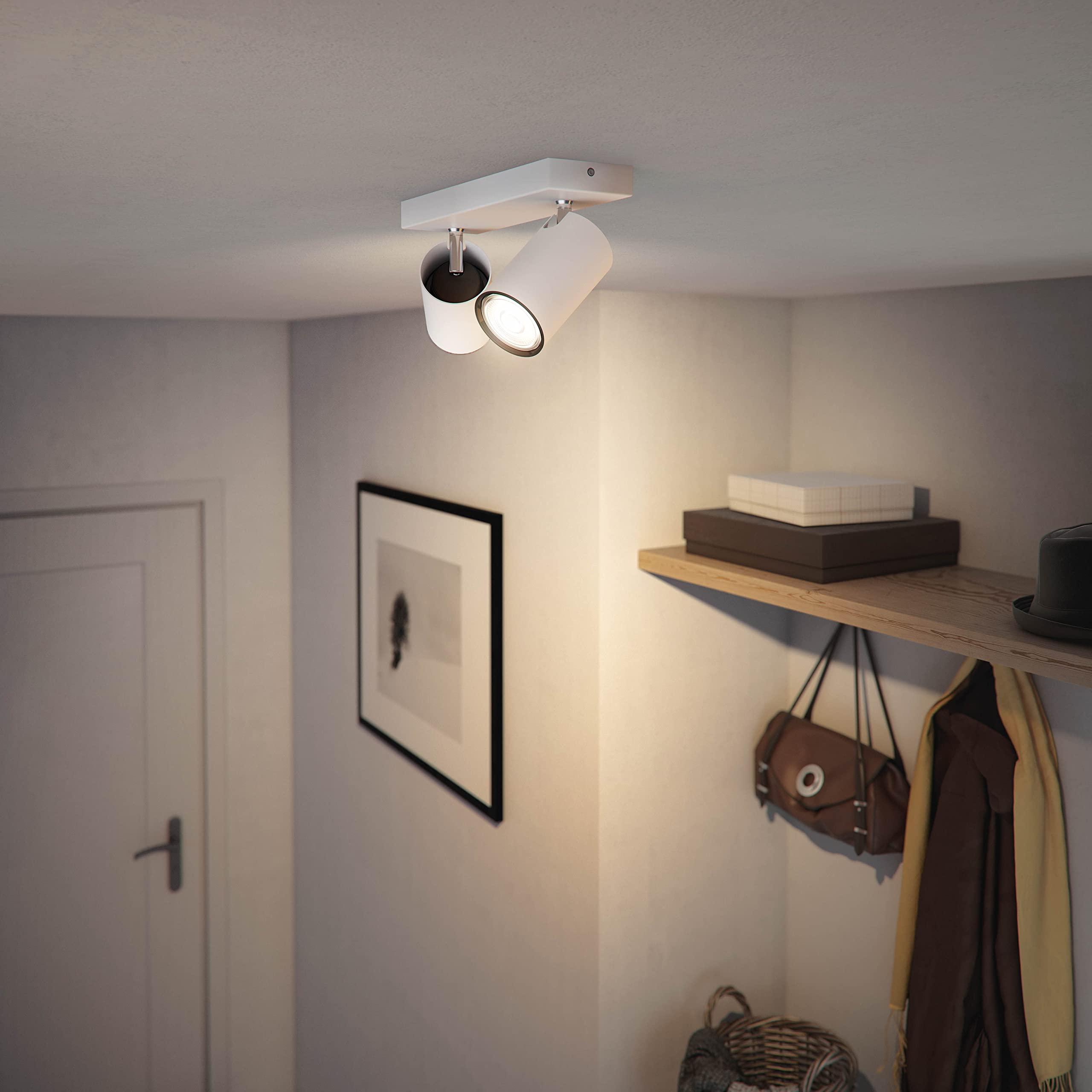 Philips myLiving Kosipo Einbaustrahler Weiß 2 flammige Einbauspot Einbaustrahler inkl. Philips Hue White GU10 & Dimmer Bluetooth
