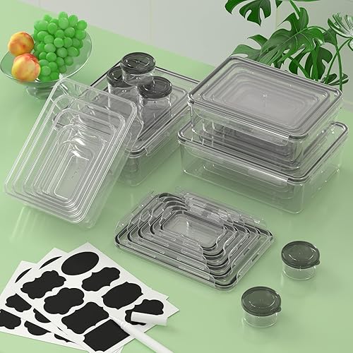 Miniatura 8 de KEMETHY 50 recipientes de almacenamiento de alimentos con tapas (25 recipientes y 25 tapas), recipientes de plástico para almacenamiento y