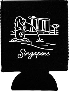 Singapore Minimalistic Design Souvenir Neoprene Can Hugger - Black