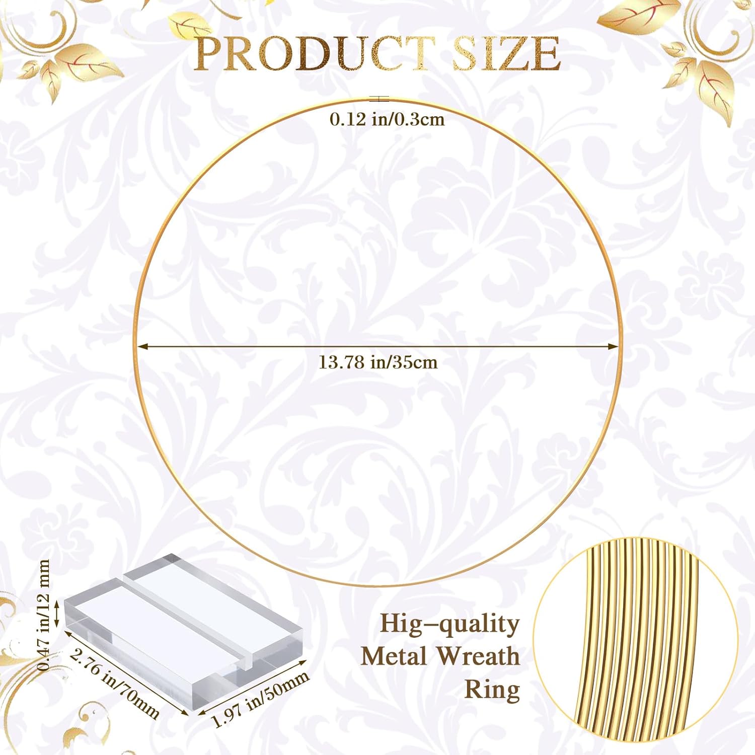 20 pcs 14 inch metal floral hoop with 20 pcs acrylic holders circle hoop centerpiece craft wreath hoop macrame for making wedding decor, dream catcher and diy wall hanging crafts (gold)