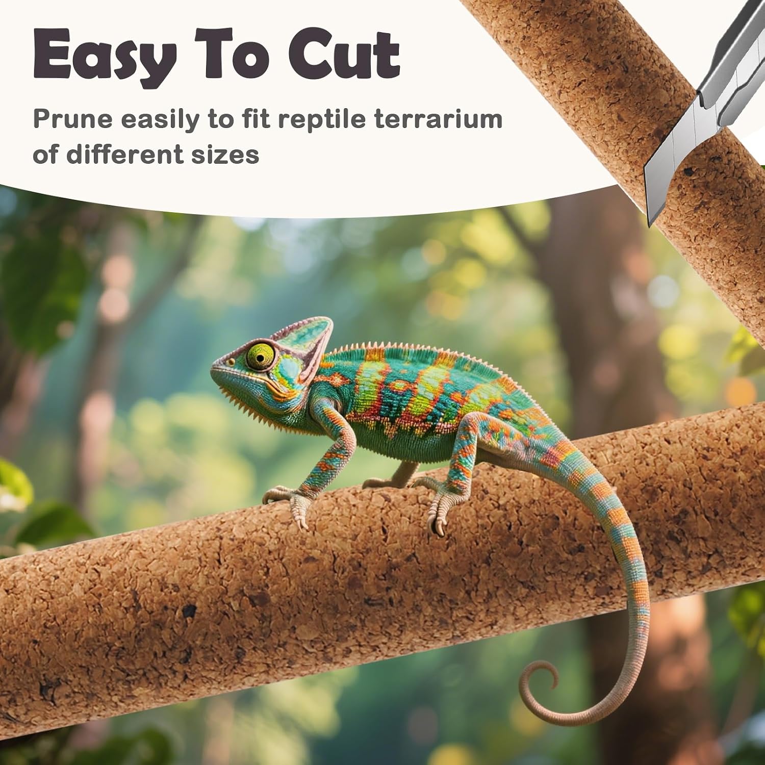 PINVNBY 2 Pcs Reptile Branches for Climbing,Natural Lizard Cork Stick Bearded Dragon Tree Branch Habitat Log Decor for Tree Frog Snake Crested Gecko Spider Chameleon
