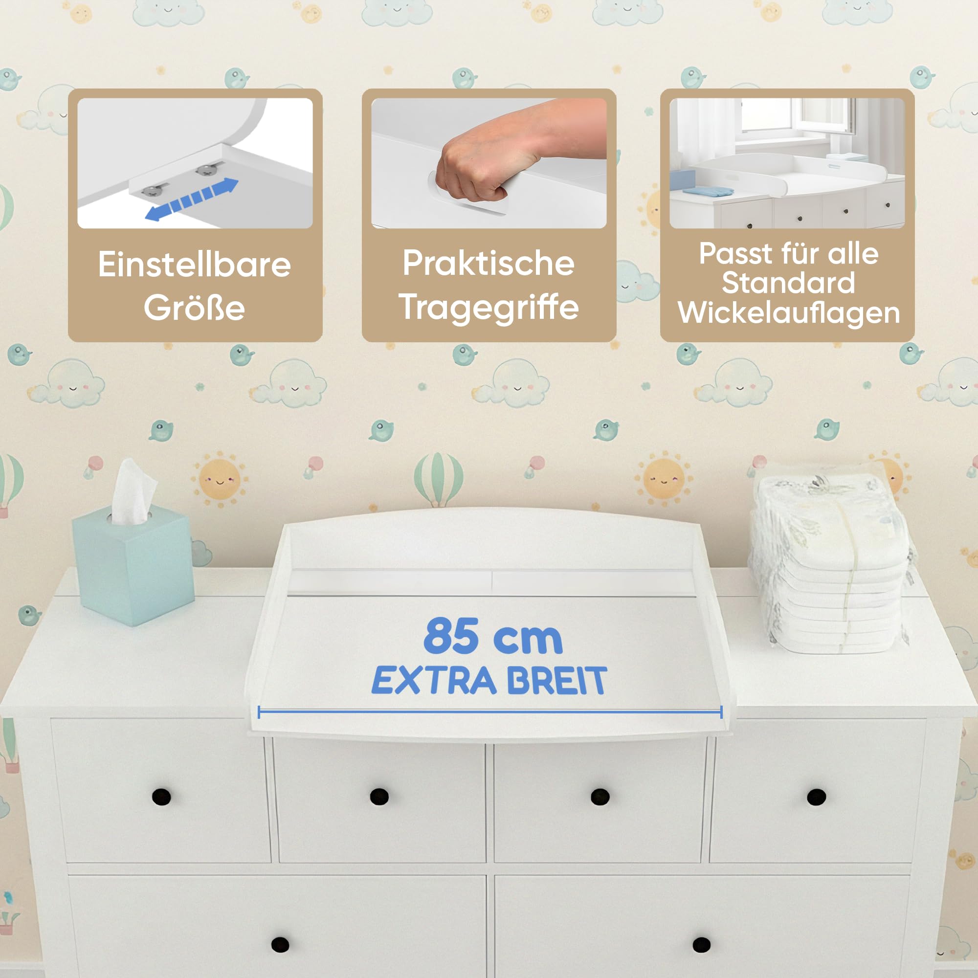 Heldenzimmer Wickelaufsatz Hemnes Kommode & Malm - 108/160cm
