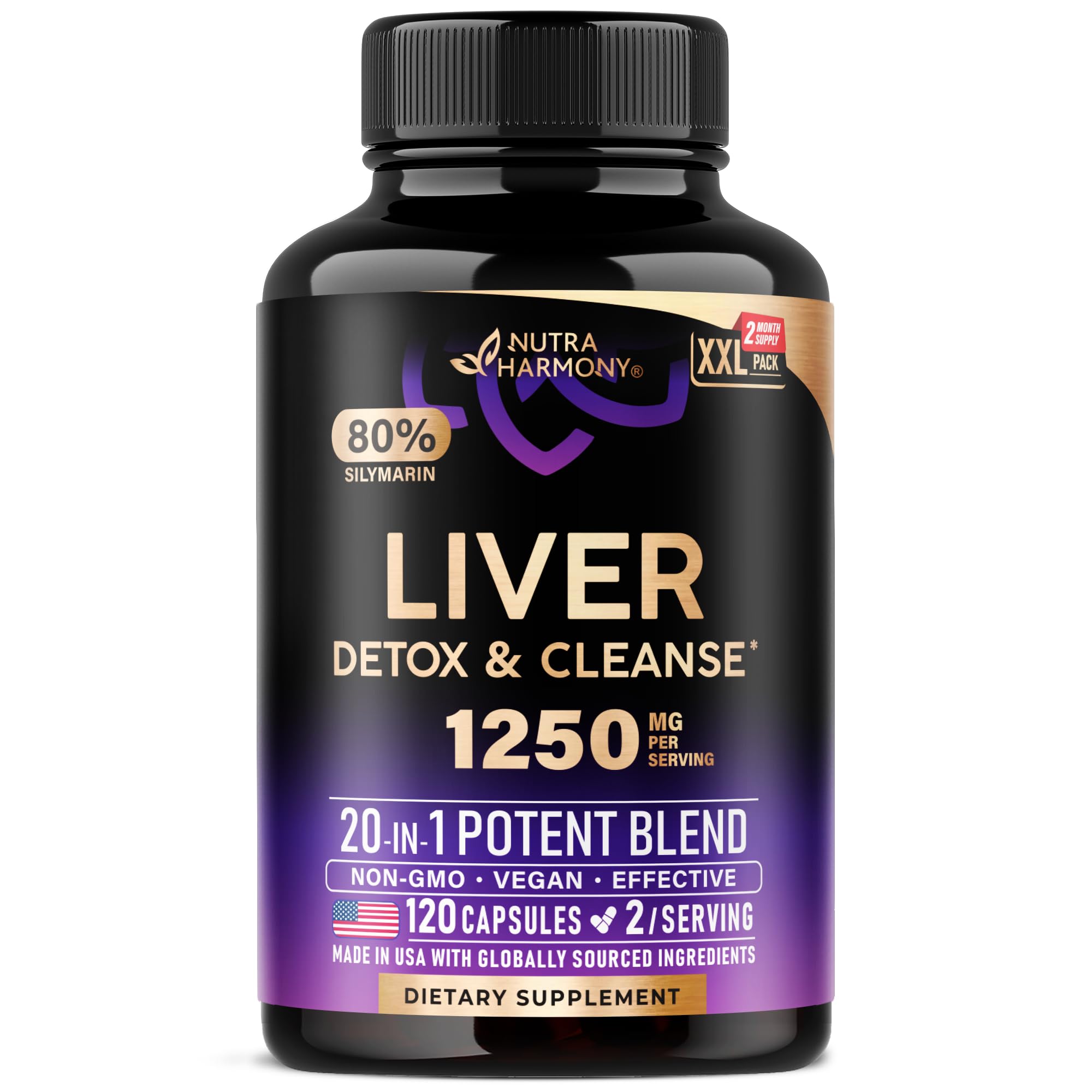 Liver Cleanse Detox & Repair - Milk Thistle | Dandelion | Artichoke | TUDCA | Glutathione & NAC - Effective Liver Health Supplement | 80% Silymarin - Laboratory Tested, Vegan - Made in USA 120 Caps