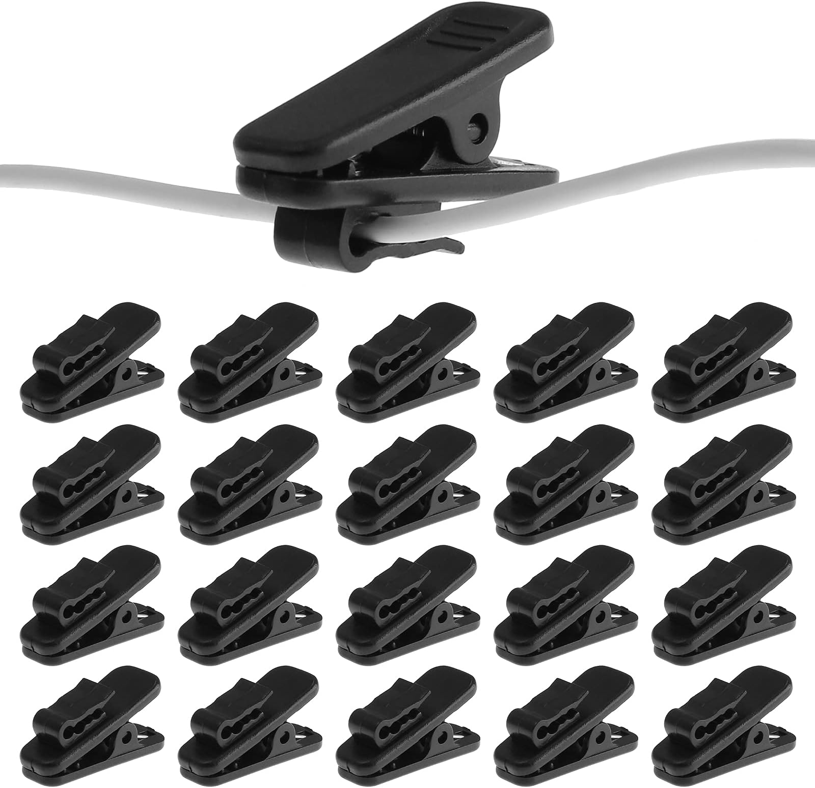 24 Pack Clips for Earphone Wire, Headphone Mount Cable Clothing Clip Use for Fixing Earphone/Microphone Cord (Black)