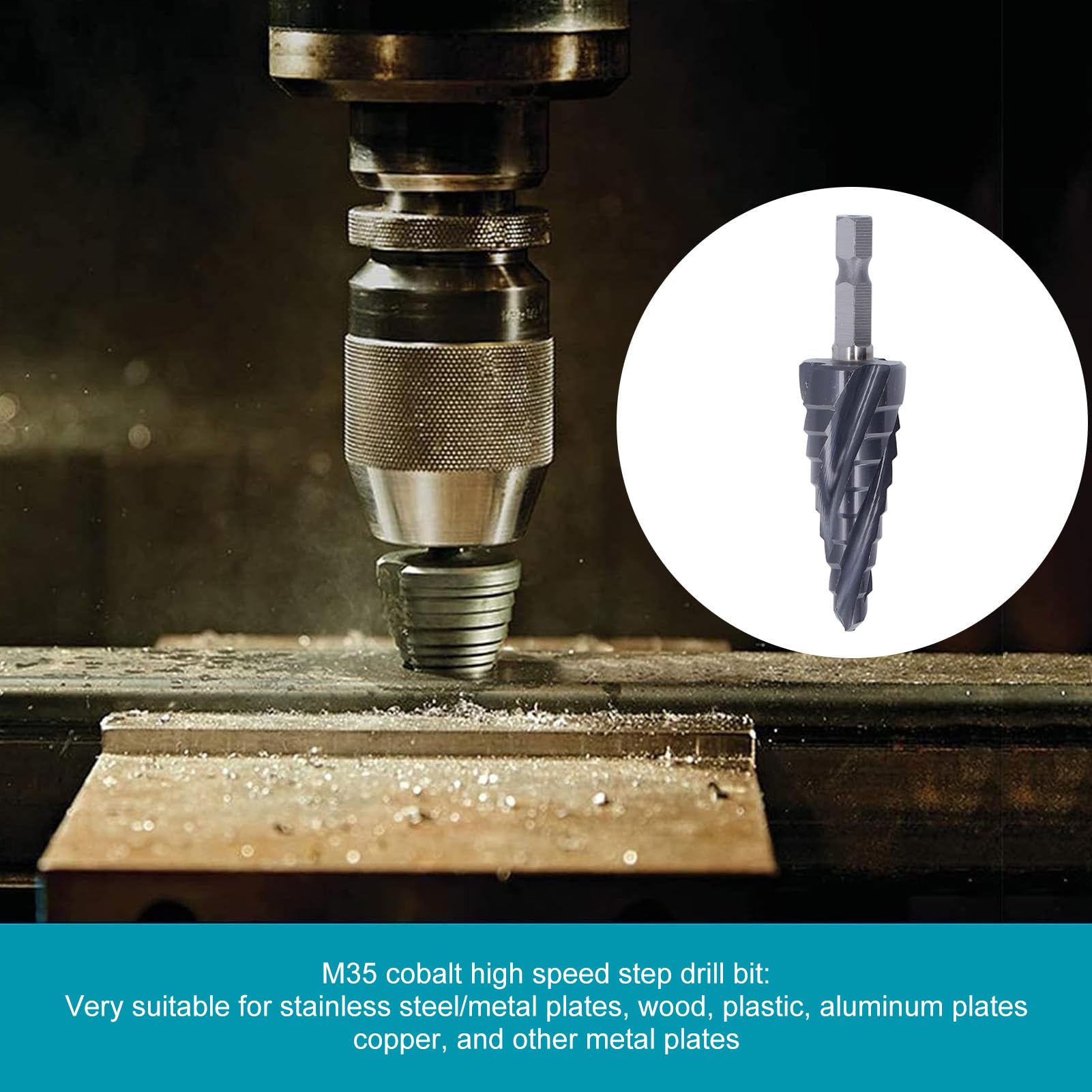 NDNCZDHC Step Drill Bits 4 Flute 9 Sizes Step Bit 1/4 to 3/4 Cobalt Drill Bit 1/4 Inch Hole Diameter Shank Step Drill Bit for Metal