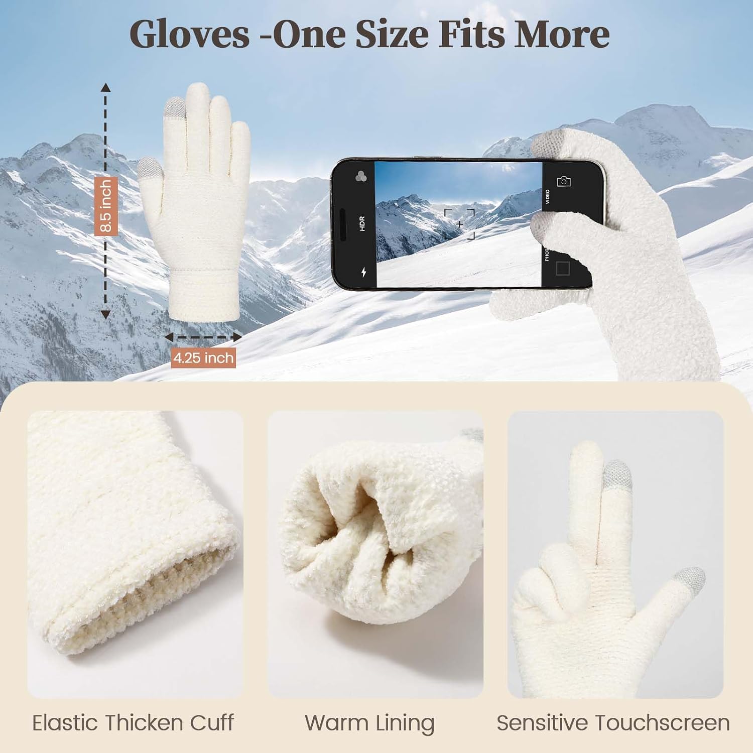 Pleneal Winter Hat Gloves Scarf Set for Women Men Warm Thick Soft Chenille image 5