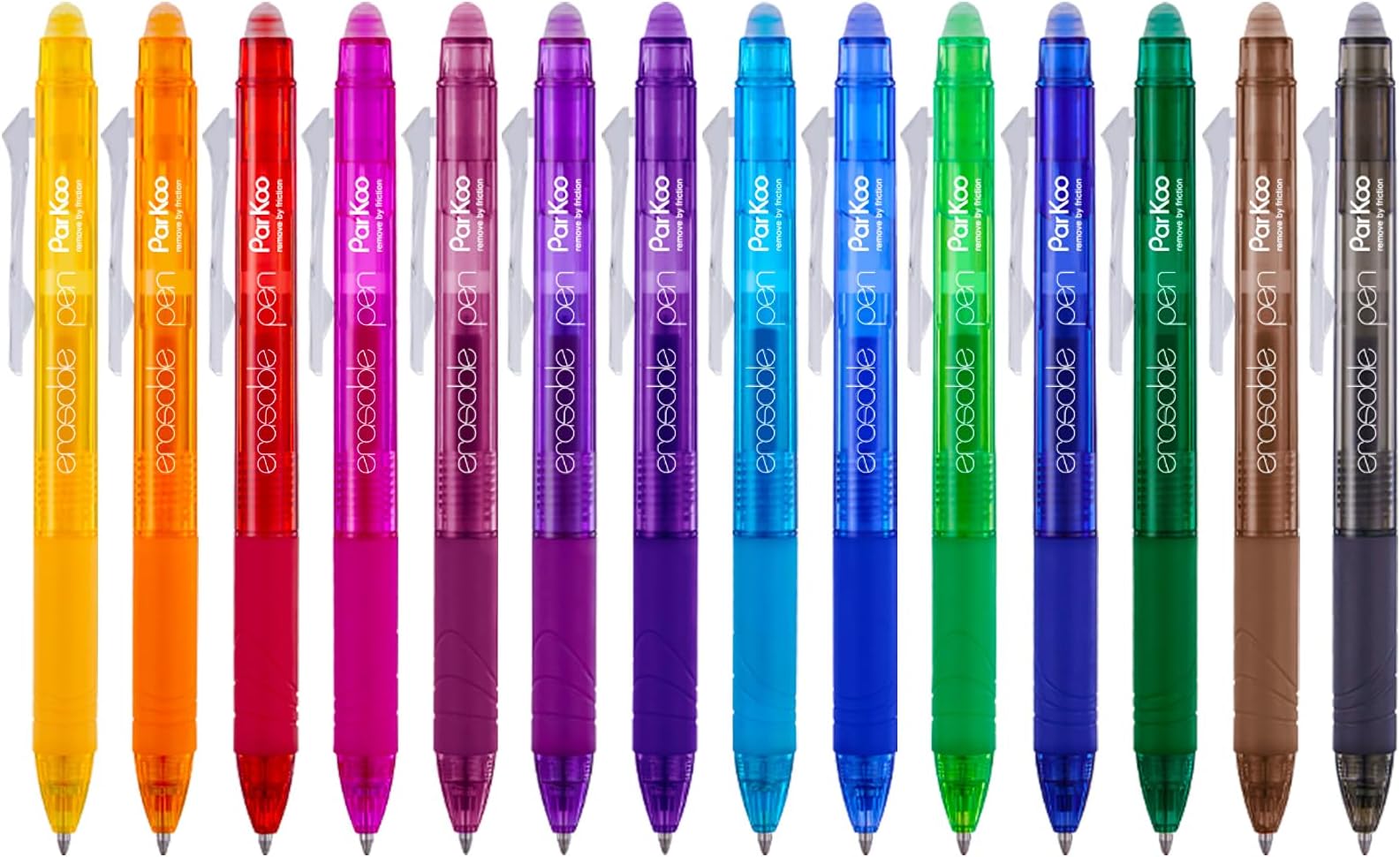 ParKoo Retractable Erasable Gel Pens Clicker 14 Colors, Fine Point 0.7mm, Make Mistakes Disappear, Comfort Grip for Writing Drawing Note-Taking Planners