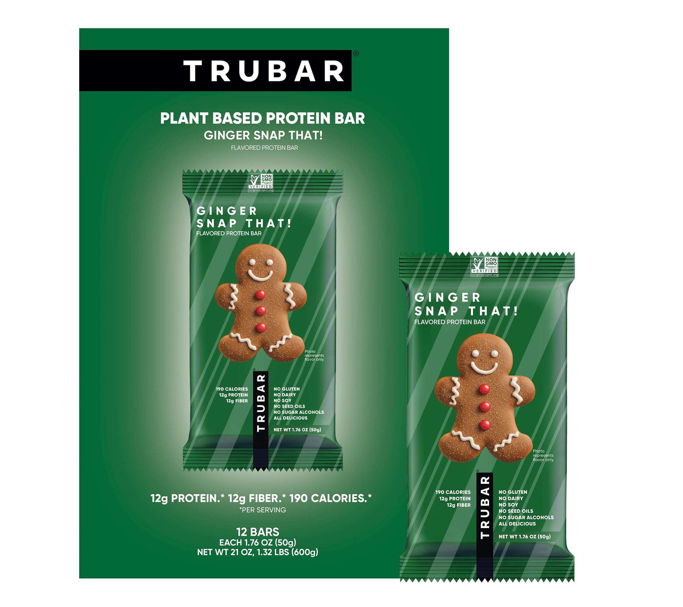 TRUBAR Vegan Protein Bar, Oh Oh Cookie Dough, Gluten Free, Plant Based Protein, Dairy Free, Non GMO, Soy Free, No Sugar Alcohols, 12G Protein, 13G Fiber, Healthy on the Go Snack Bars, 12 CT — Amazon image 19
