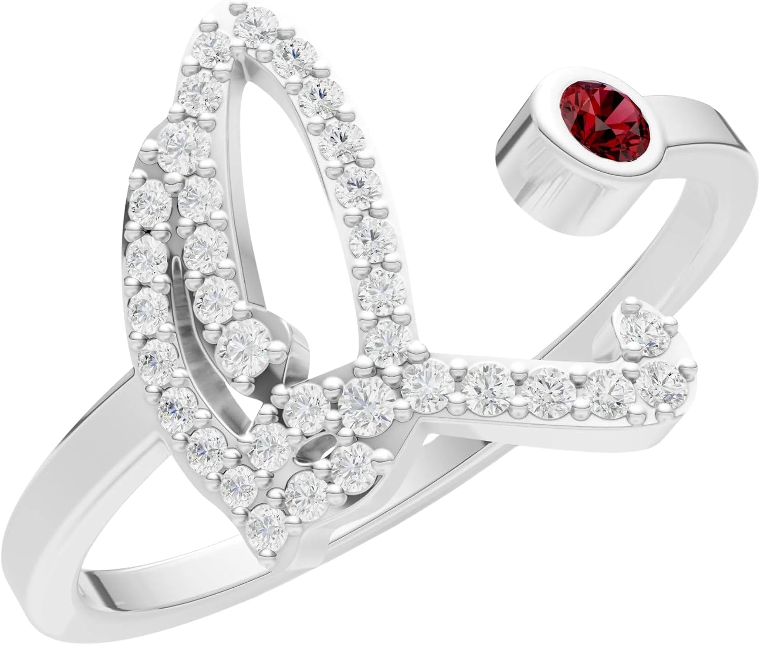 PEORA Round Cut Garnet Band Available in Solid 10K, 14K or 18K Ring – White, Yellow or Rose Gold