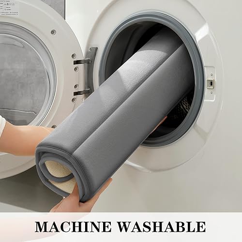 Miniatura 7 de BYSURE Juego de 2 tapetes de baño de espuma viscoelástica de terciopelo antideslizantes y lavables (20 x 32 pulgadas + forma de U de 20 x 24