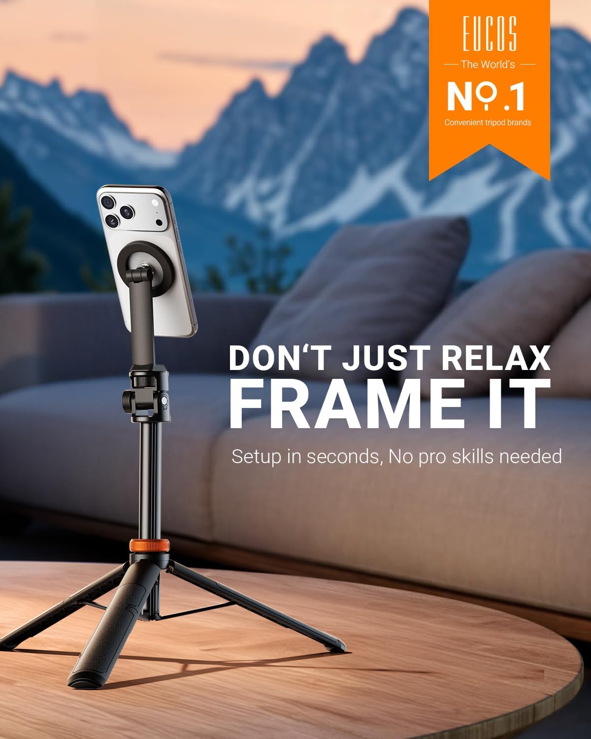 EUCOS 63" Magsafe Tripod, Tripod for iPhone & Magnetic Selfie Stick Tripod with Remote, Strong Magnetic Phone Holder for Magsafe, Extendable Phone Tripod Stand for iPhone/Android