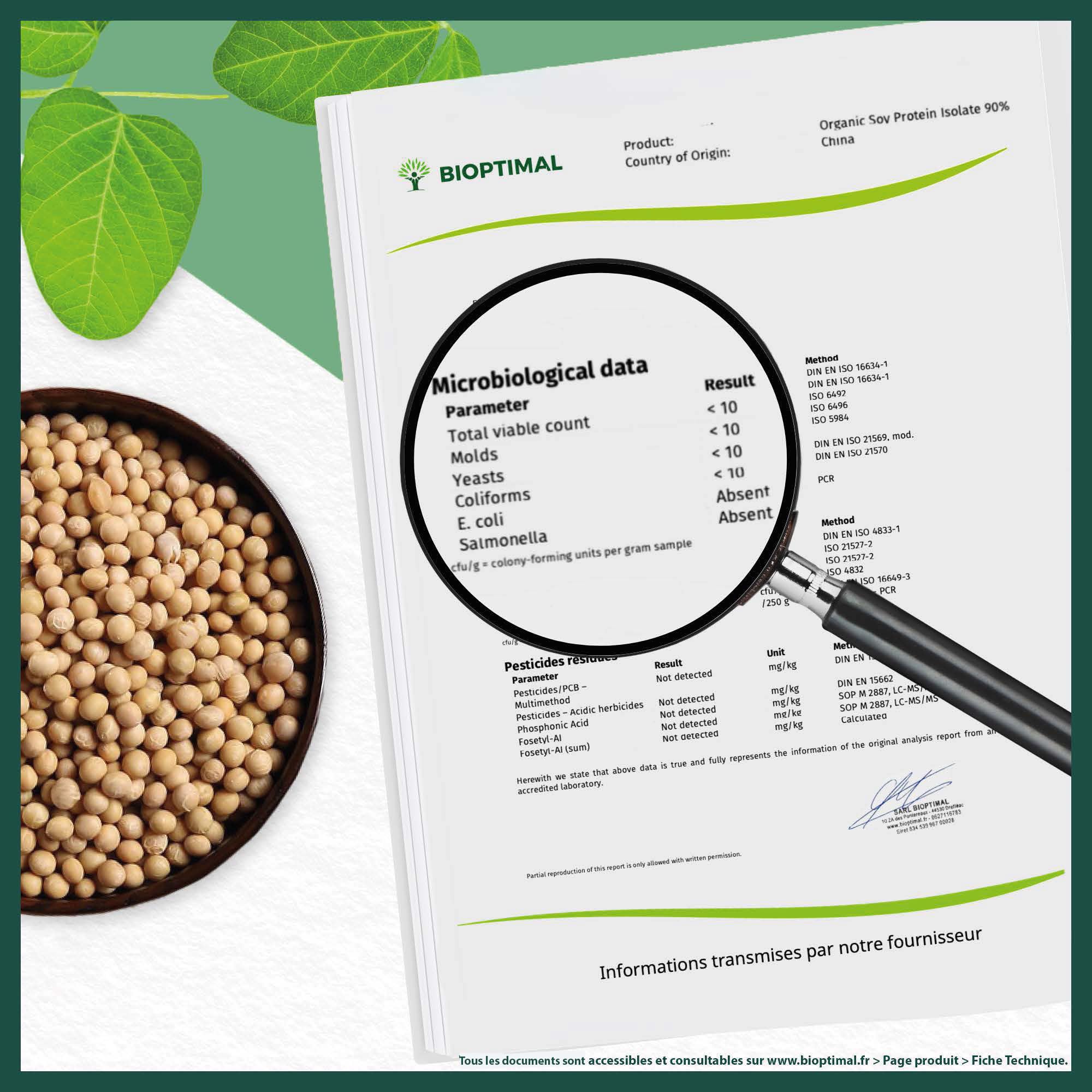 Protéine de Soja Bio - Bioptimal - 92% Protéines 17% BCAA - Haute Digestibilité - Energie Musculation - Poudre de Fève de Soja Biologique - 100% Pur - Conditionné en France - Certifié Ecocert - 1,5 kg