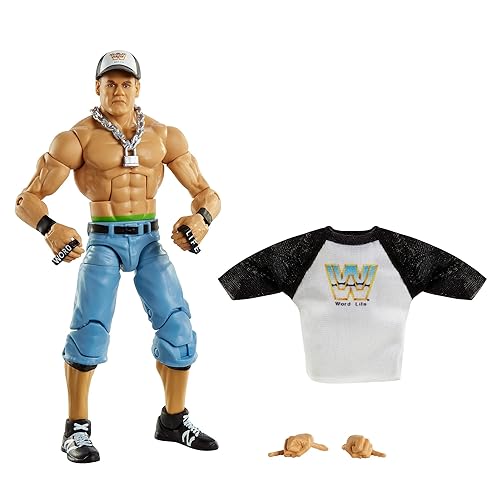 Figura de acción de 6 pulgadas de WWE MATTEL ​Top Picks Elite John Cena con articulación de lujo para posar y jugar, detalles realistas, equipo y accesorio de ring auténtico, Multi,GVC03