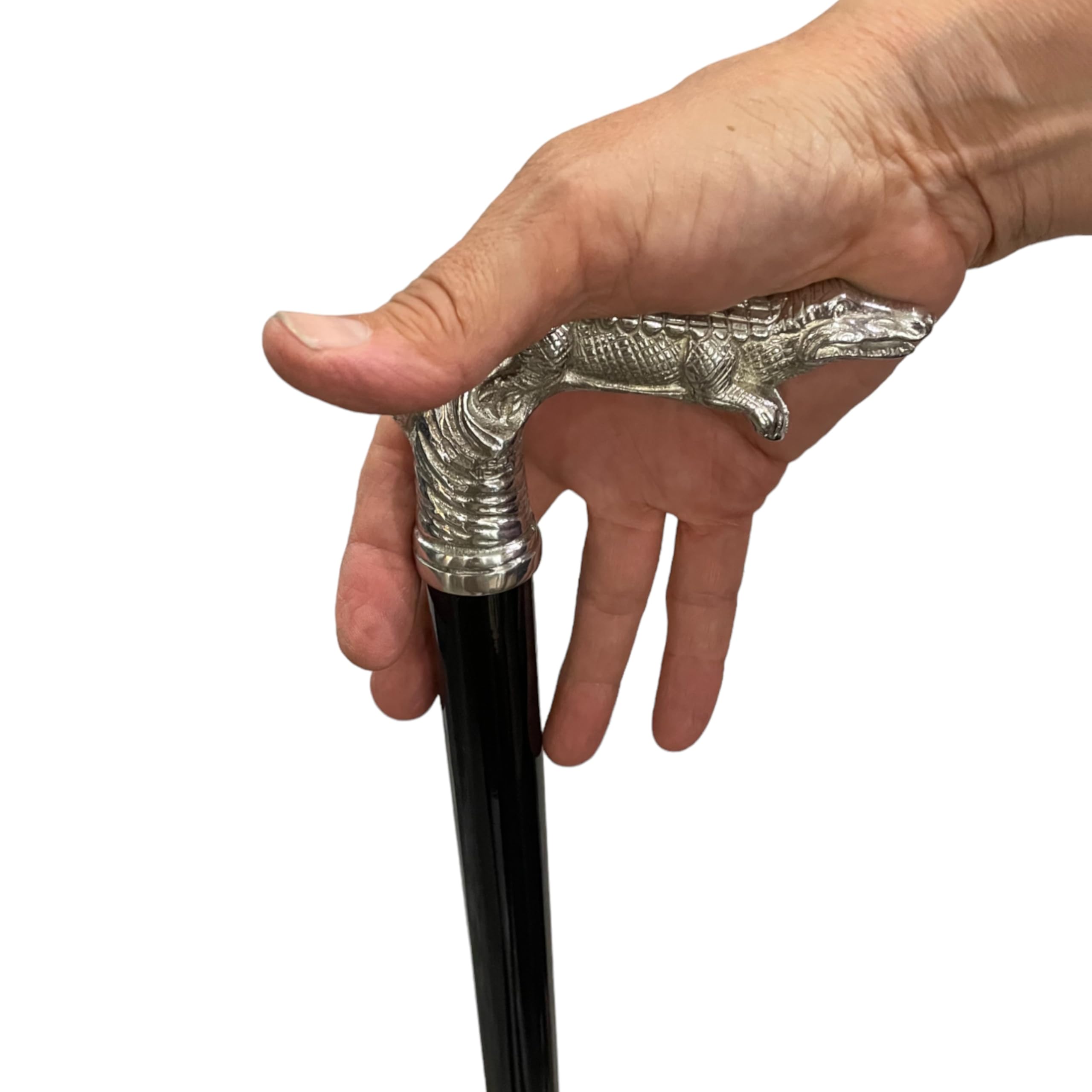 Bastone da passeggio CAVAGNINI Italia elegante solido in legno e maniglia metallo ben bilanciato regalo per uomo donna anziano modello jaguar