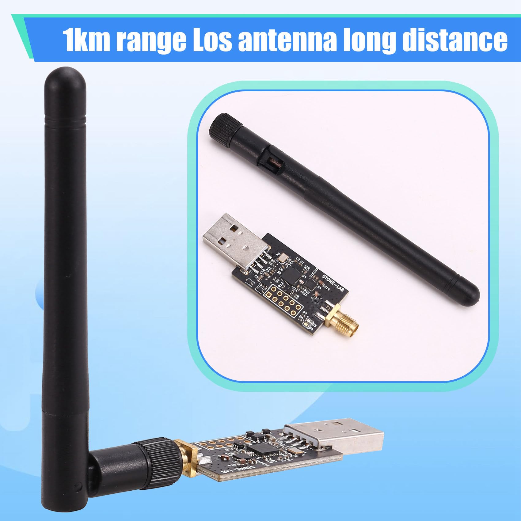 1 . Crazyradio PA - dalekiego zasięgu 2,4 GHz USB Radio Dongle z anteną oparte na NRF24LU1+ zasięg 1 km LOS