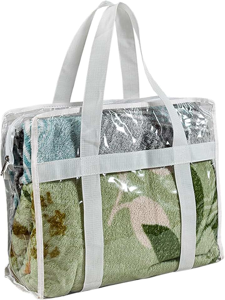 Bolsa Sacola Transparente Cristal com Alça Reforçada Plástico Reforçado Costura Zíper Viagens Praia Saida Organização Transporte Fácil Nü Bag