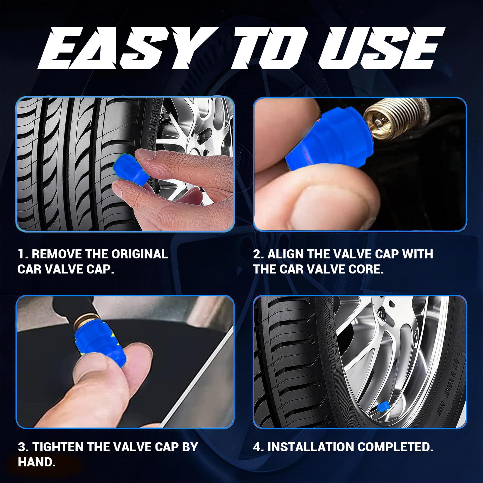 20Pcs Glow in The Dark Tire Valve Caps, Fluorescent Tire Valve Caps for Cool Car Decorations, Universal Luminous Car Tire Valve Caps Fits Car Truck SUV Motorcycle Bicycle (Five-Colors-20pcs) — view 3