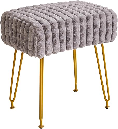 IBUYKE Taburete rectangular otomano, taburete de tocador de maquillaje, mesa auxiliar de tocador, asiento de terciopelo para tocador, reposapiés,