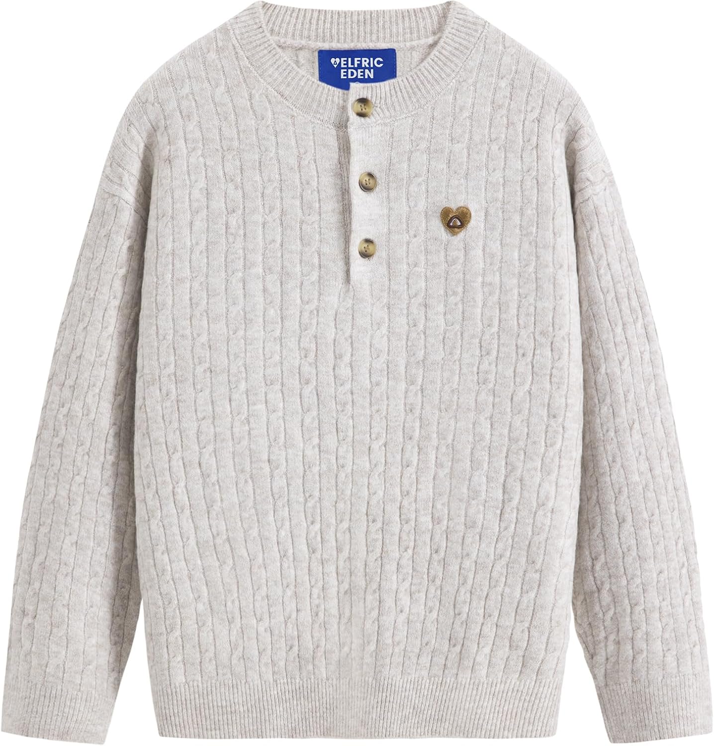 Aelfric Eden Oversized Sweaters Unisex Vintage Cable Knit Long Sleeves Buttons Crewneck Pullover Sweater Streetwear Tops