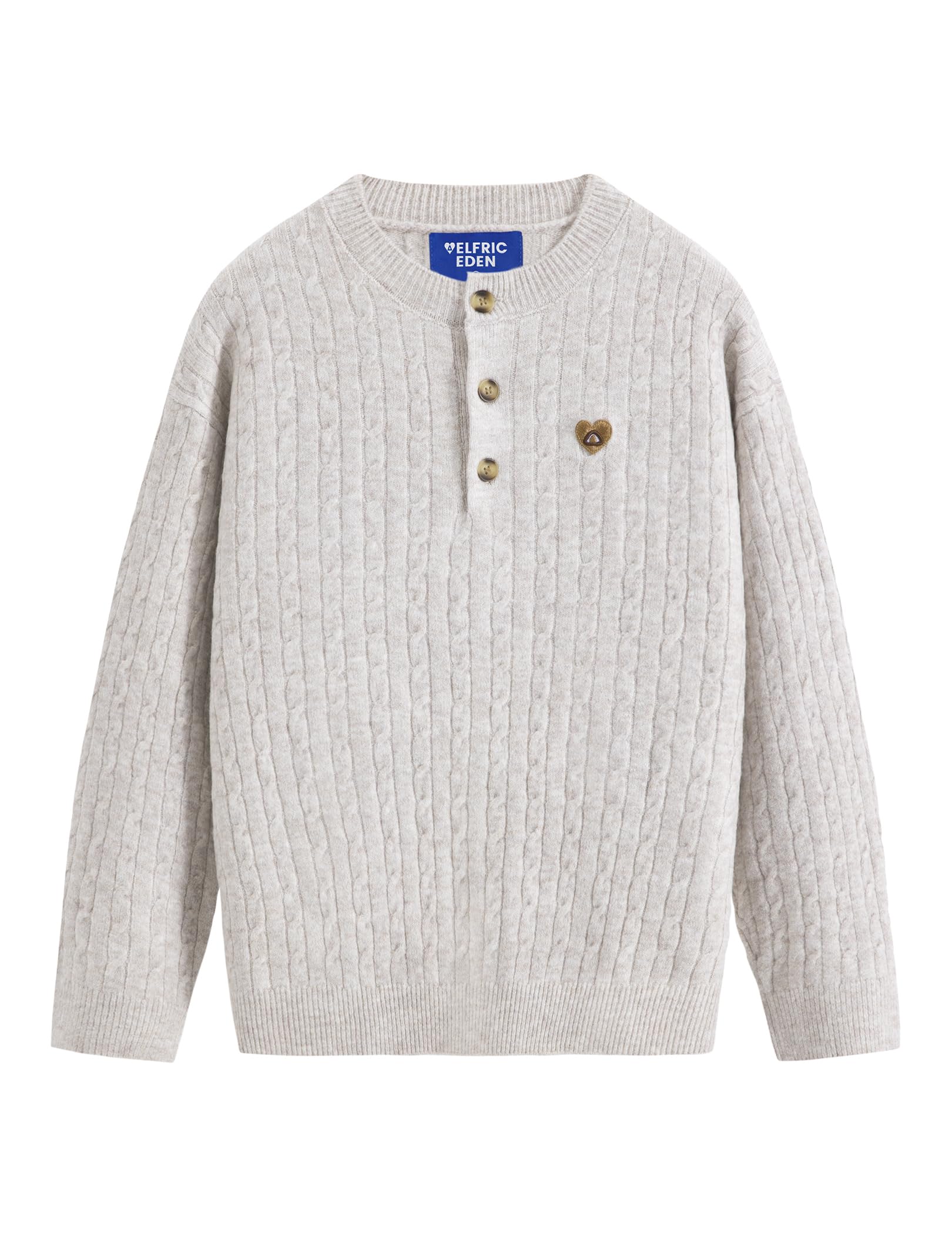 Aelfric Eden Oversized Sweaters Unisex Vintage Cable Knit Long Sleeves Buttons Crewneck Pullover Sweater Streetwear Tops