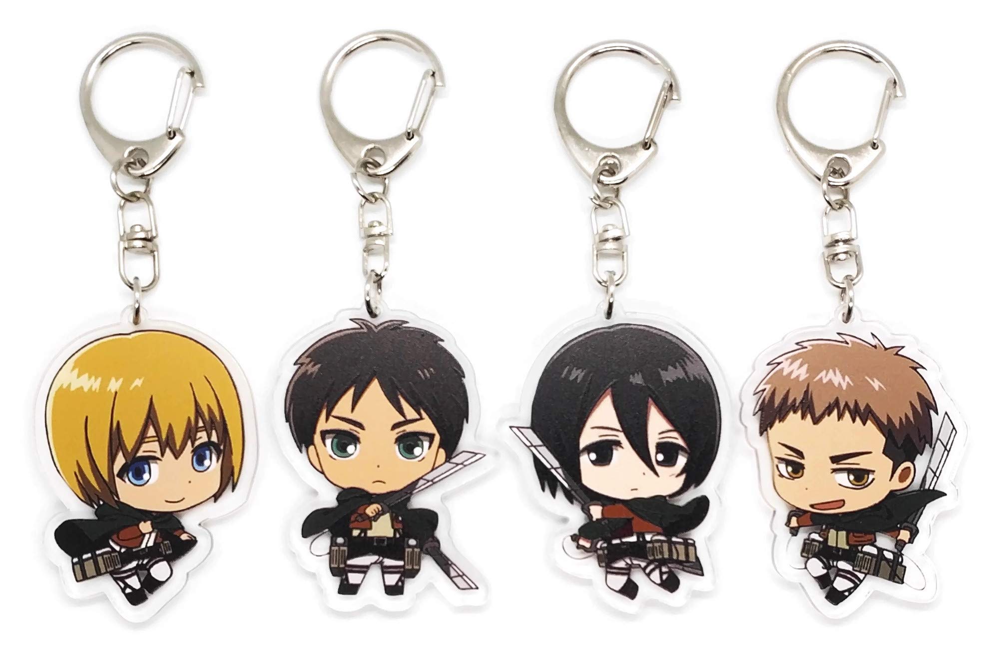 Inc. - Set of 4 AoT Attack Titan Shingeki no Kyojin Acrylic Keychain Mikas Ackerman, Eren Jaeger, Armin Arlert, Jean Kirstein