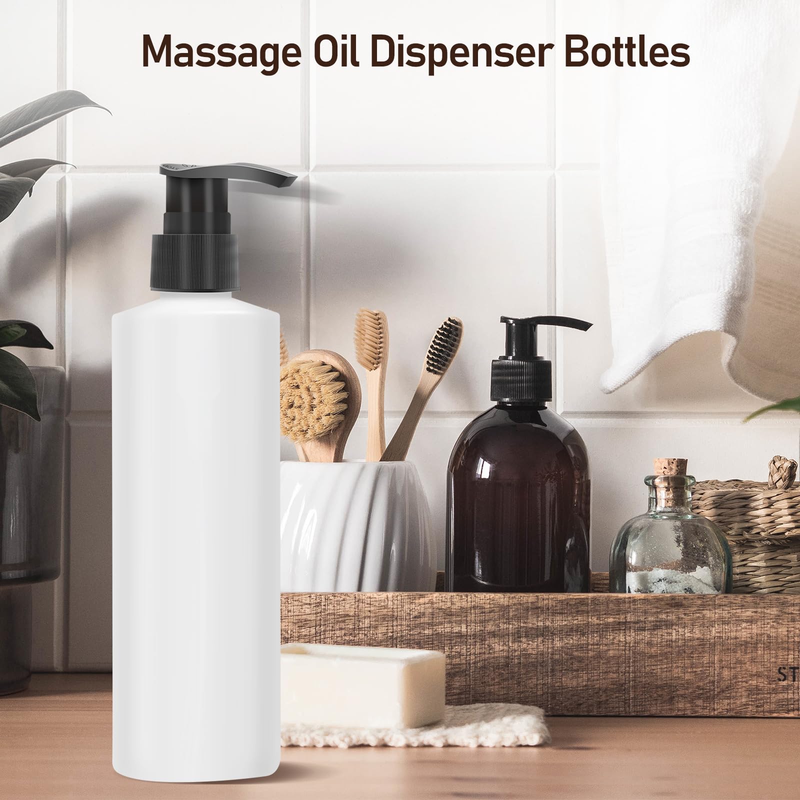 2 pezzi scalda olio da massaggio flaconi distributori, iklestar distributore scalda olio da massaggio distributore a pompa in plastica per shampoo, oli da massaggio e scalda lozione, 250 ml x