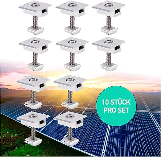 GETLITOOL Solar-Klemmen Set - 6 Mittelklemmen + 4 Endklemmen Für 35mm Module