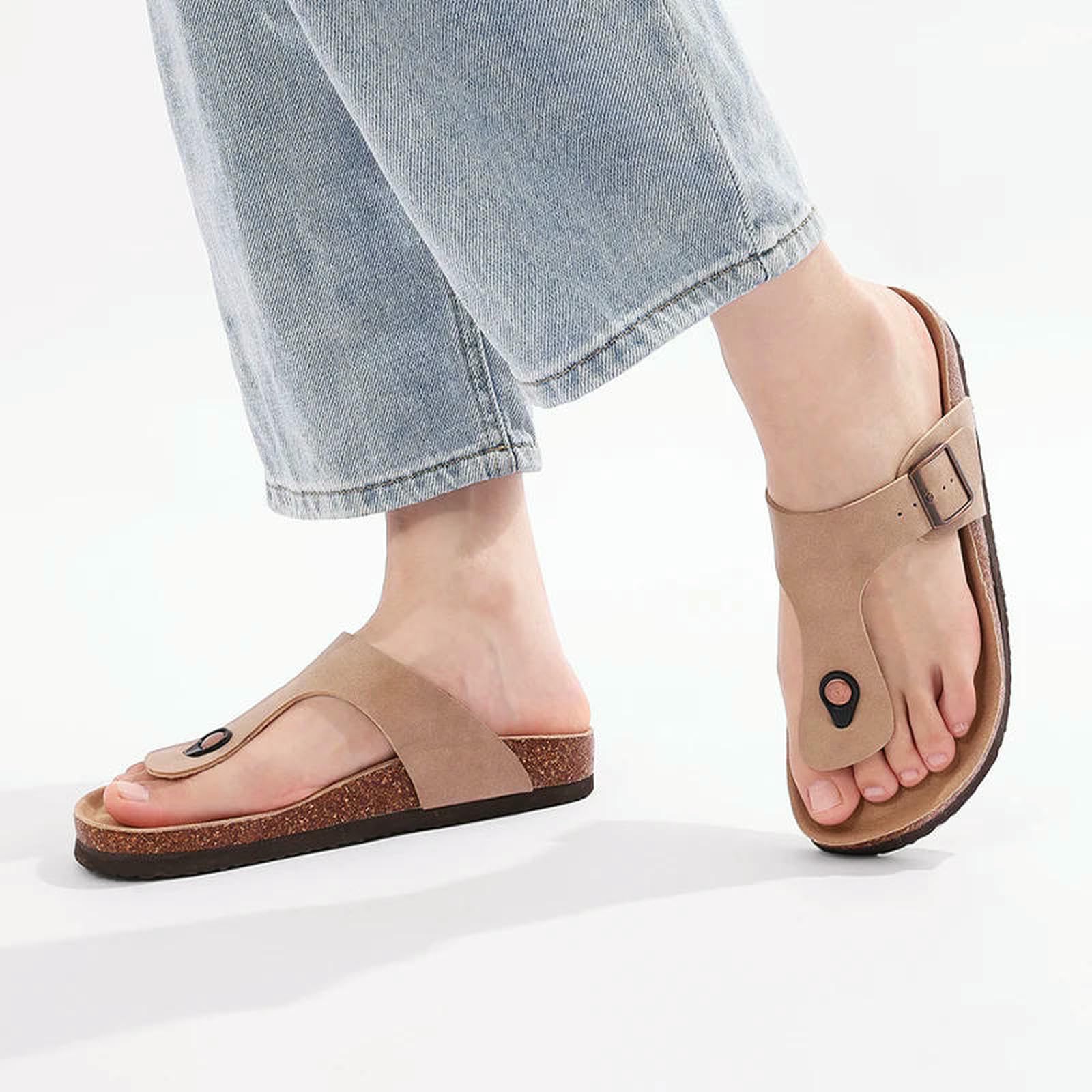 Ciabatte Uomo Pantofole Estive da in Sughero, Supporto per Arco, Suola Morbida, Infradito Casual Camera Letto-nero-43