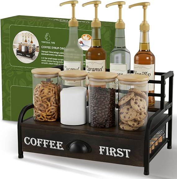 Amazon.com: Coffee Syrup Rack Organizer – 3-Tier Coffee Bar Stand for ...