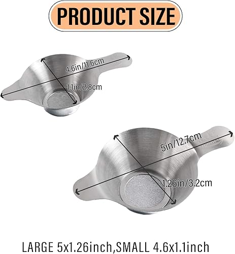 Miniatura 2 de AUEAR, Paquete de 2 filtros de acero inoxidable de diferentes tamaños de malla fina para embudo de té con asas dobles