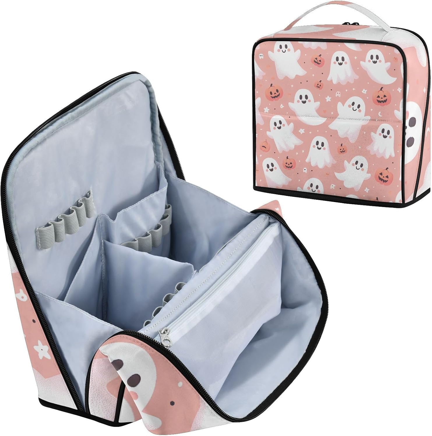 Cute Ghosts Halloween Pumpkins Standing Makeup Bag