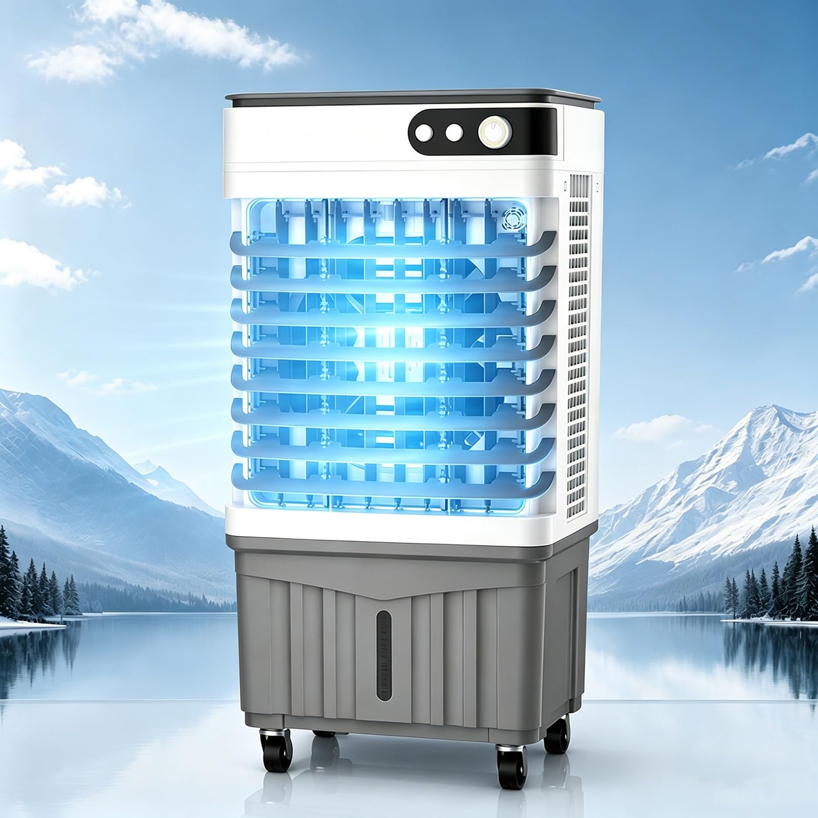 Fqwynmz One Color Industrial Evaporative Air Cooler Fan, Commercial Swamp Cooler With 3 Speed