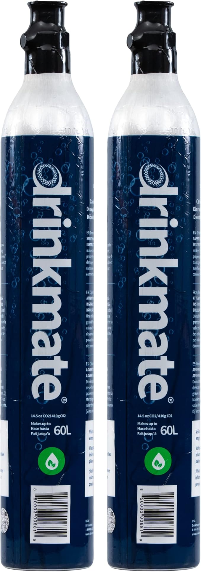 Drinkmate Threaded 60L CO2 Exchange Carbonation Cylinders, Compatible w/SodaStream (Screw-In), Aarke, Ninja Thirsti, 14.5 Oz, Cartridge Gas Canister Refill (Set of 2)