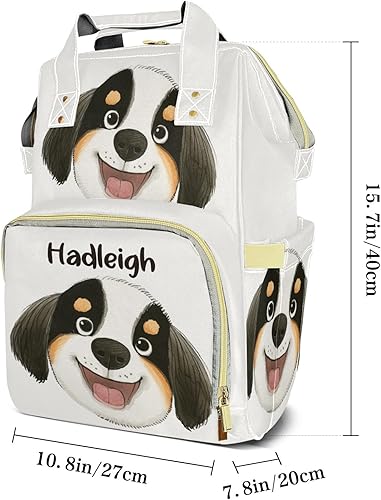 Miniatura 8 de Mochila de pañales personalizada con nombre de acuarela Dod Regalo lo mejor bolsa de pañales impermeable espaciosa para hombres y mujeres