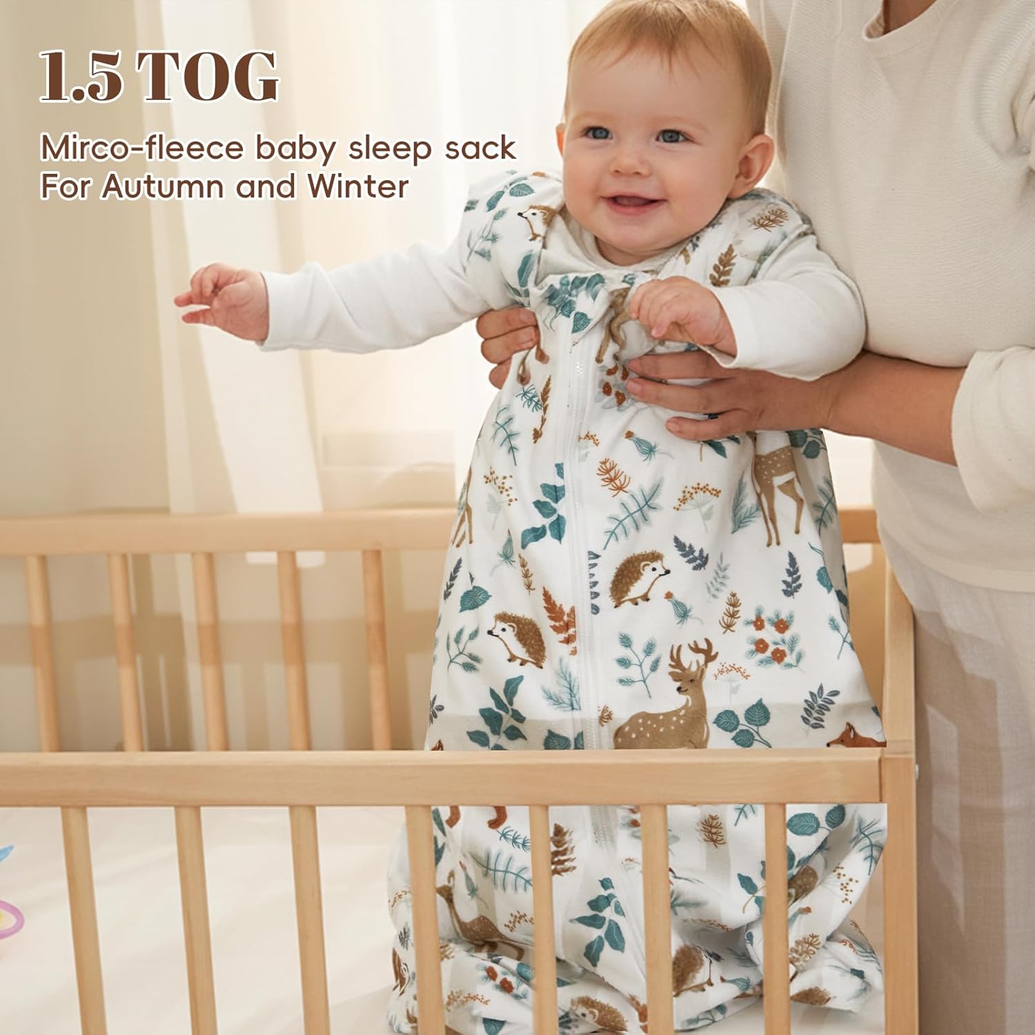 david's kids 3 Pack Warm Micro Fleece Baby Sleep Sack 18-24 Months, Soft Baby Wearable Blankets with 2-Way Zipper, Comfy Winter Sleeping Bags for Toddler Boys Girls, X-Large Size, Animal Forest - Image 2