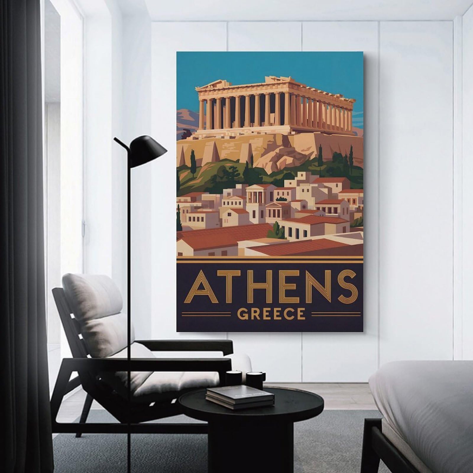 Junmoney Athens Greece Travel (4) Room Decor Wall Art 24x36inch(60x90cm), for Wall Displays, Bedrooms Or Room Updates, Ideal for Building A Coordinated Art Wall